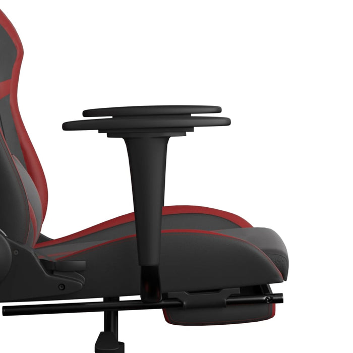 Scaun de gaming cu suport picioare, negru/roșu vin, piele eco - WALTI WALTI