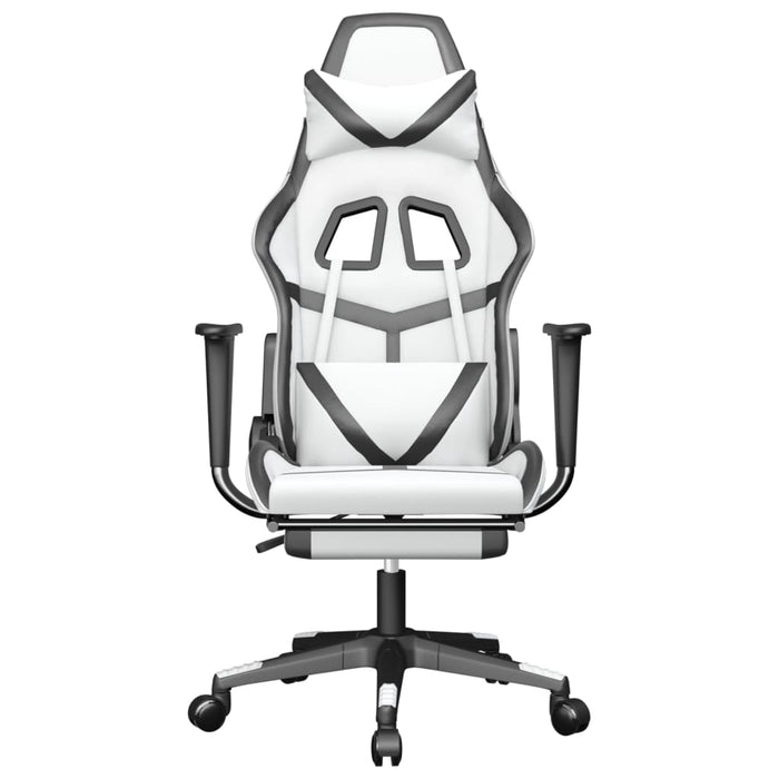 Scaun de gaming cu suport picioare, alb/negru, piele ecologică - WALTI WALTI