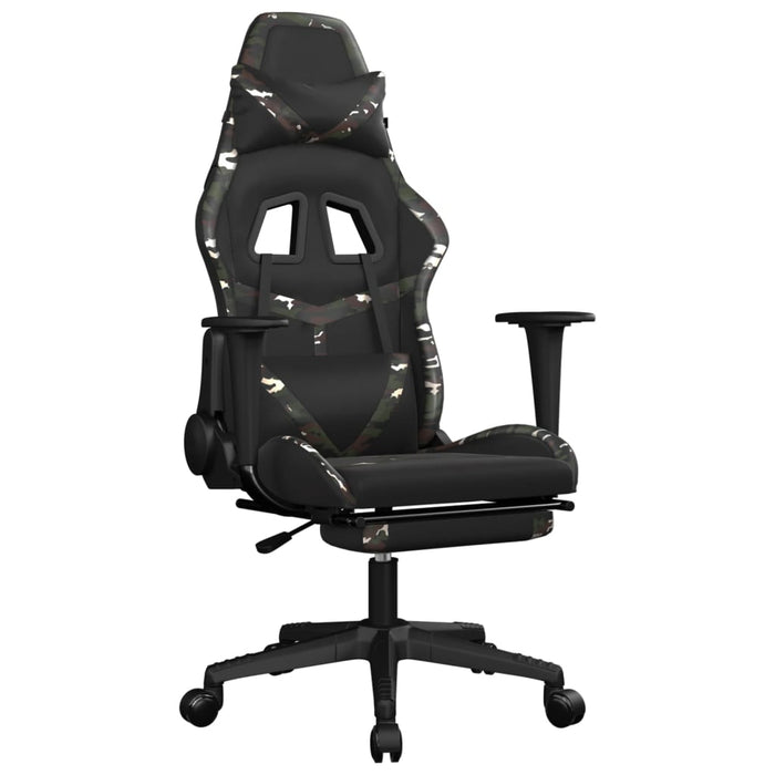 Scaun de gaming cu suport picioare, negru/camuflaj, piele eco - WALTI WALTI