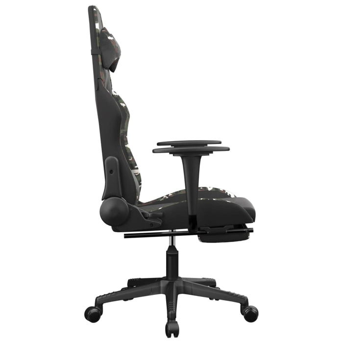 Scaun de gaming cu suport picioare, negru/camuflaj, piele eco - WALTI WALTI