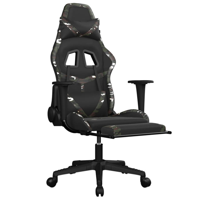 Scaun de gaming cu suport picioare, negru/camuflaj, piele eco - WALTI WALTI
