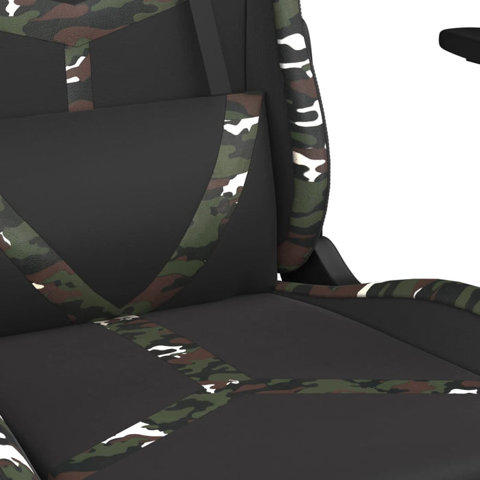 Scaun de gaming cu suport picioare, negru/camuflaj, piele eco - WALTI WALTI