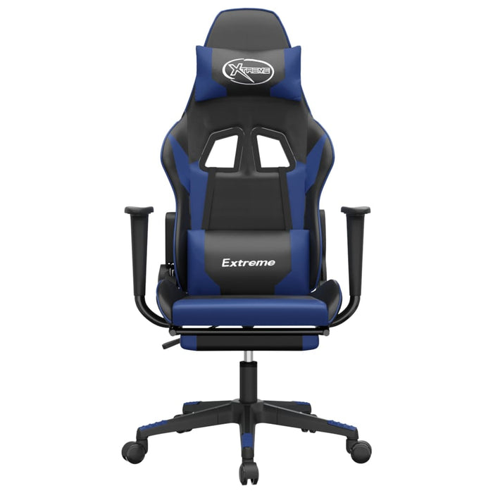 Scaun de gaming cu suport picioare, negru/albastru, piele eco - WALTI WALTI