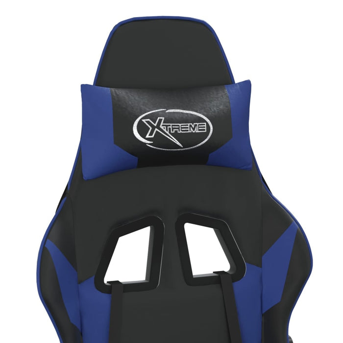 Scaun de gaming cu suport picioare, negru/albastru, piele eco - WALTI WALTI