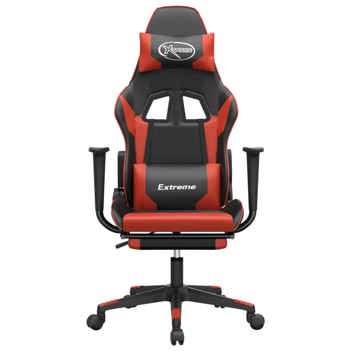 Scaun de gaming cu suport picioare, negru/roșu, piele ecologică - WALTI WALTI