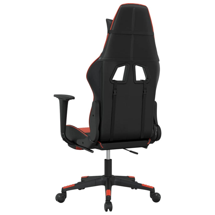 Scaun de gaming cu suport picioare, negru/roșu, piele ecologică - WALTI WALTI