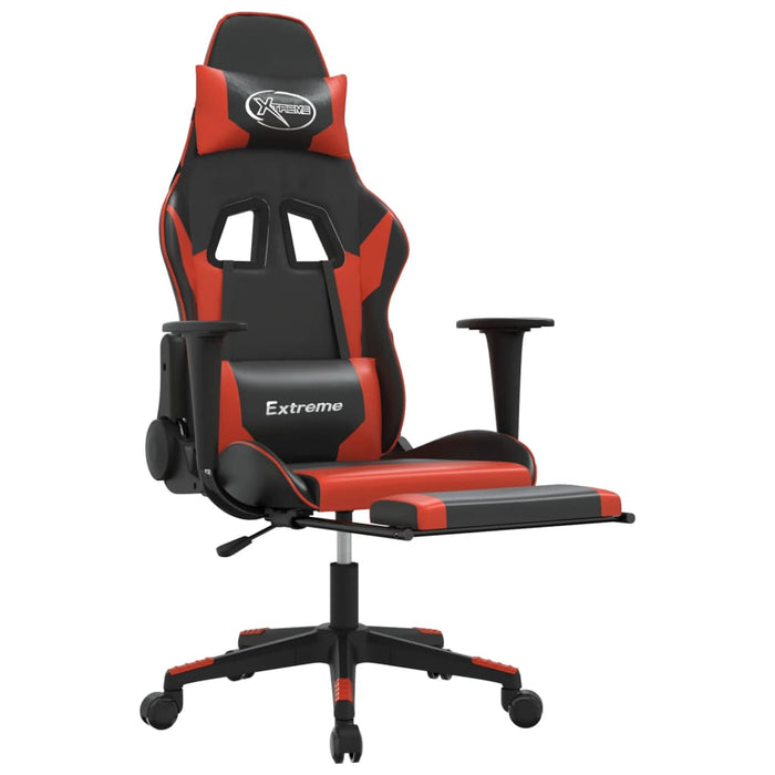 Scaun de gaming cu suport picioare, negru/roșu, piele ecologică - WALTI WALTI