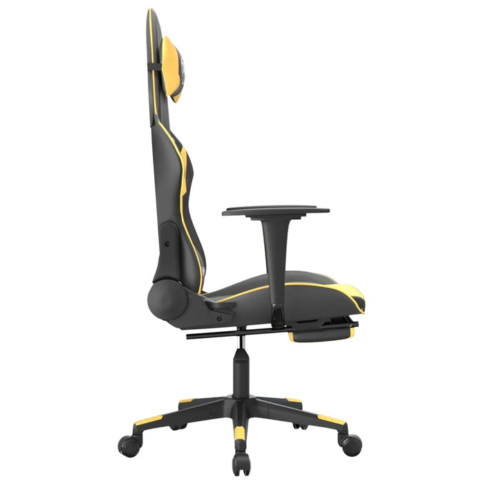 Scaun de gaming cu suport picioare negru/auriu, piele ecologică - WALTI WALTI