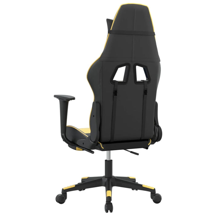 Scaun de gaming cu suport picioare negru/auriu, piele ecologică - WALTI WALTI