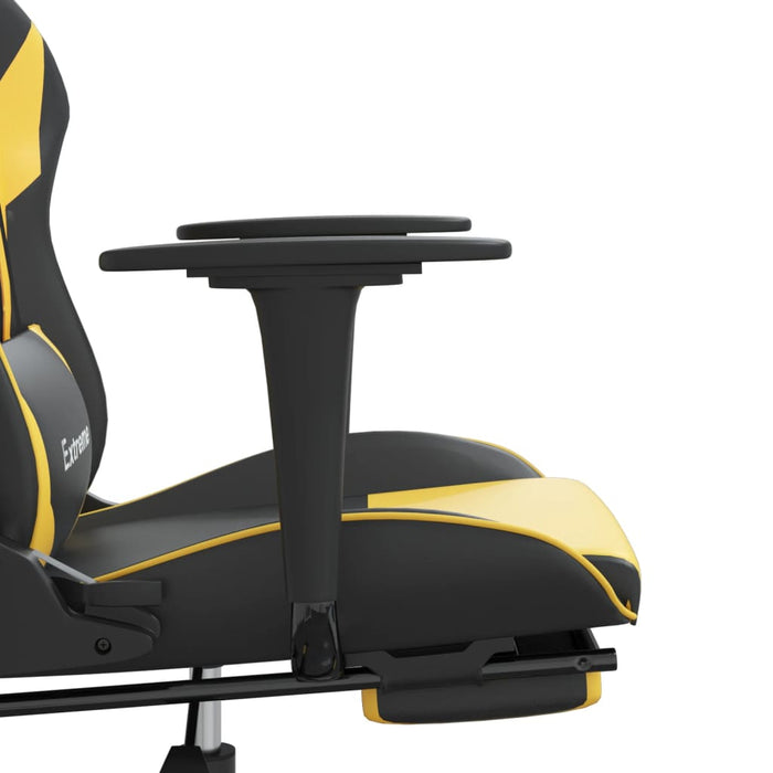 Scaun de gaming cu suport picioare negru/auriu, piele ecologică - WALTI WALTI