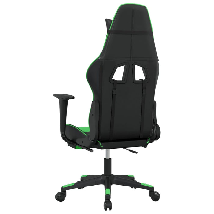 Scaun de gaming cu suport picioare negru/verde, piele ecologică - WALTI WALTI
