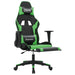 Scaun de gaming cu suport picioare negru/verde, piele ecologică - WALTI WALTI