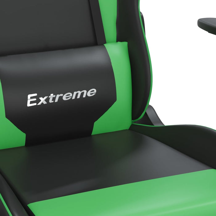 Scaun de gaming cu suport picioare negru/verde, piele ecologică - WALTI WALTI