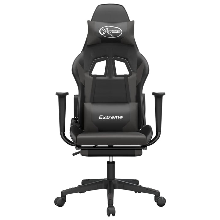 Scaun de gaming cu suport picioare, negru/gri, piele ecologică - WALTI WALTI
