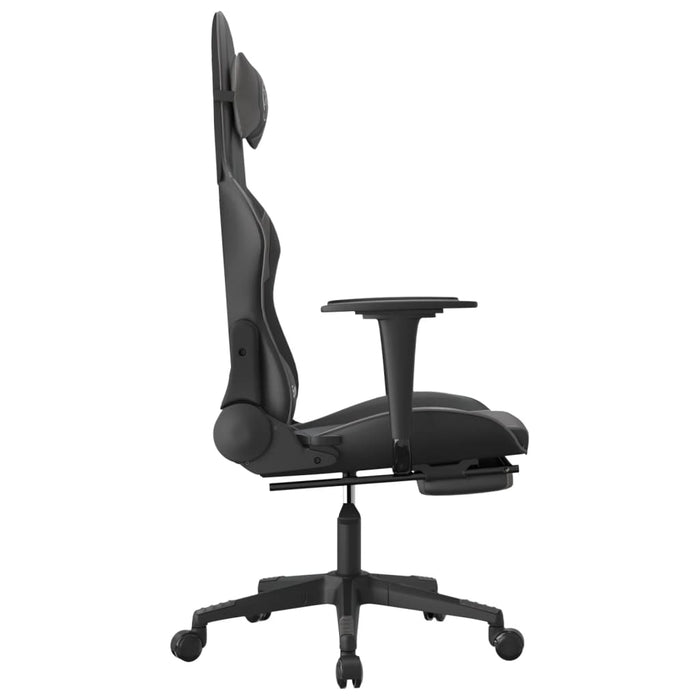Scaun de gaming cu suport picioare, negru/gri, piele ecologică - WALTI WALTI