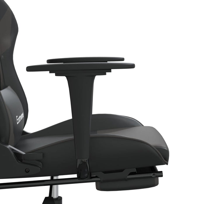 Scaun de gaming cu suport picioare, negru/gri, piele ecologică - WALTI WALTI
