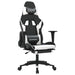 Scaun de gaming cu suport picioare, negru/alb, piele ecologică - WALTI WALTI