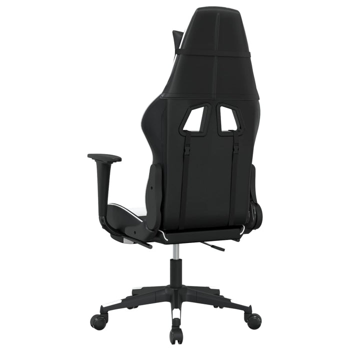 Scaun de gaming cu suport picioare, negru/alb, piele ecologică - WALTI WALTI