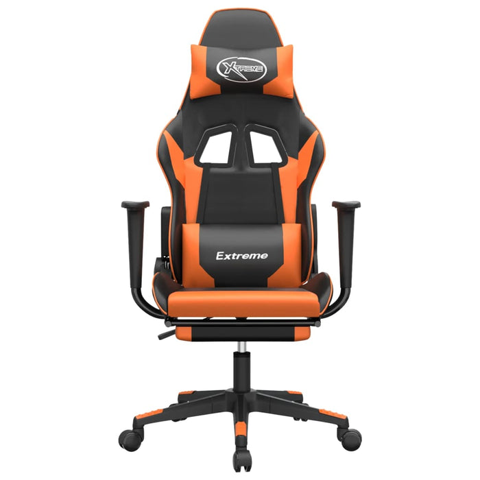 Scaun de gaming cu suport picioare, negru/oranj, piele eco - WALTI WALTI