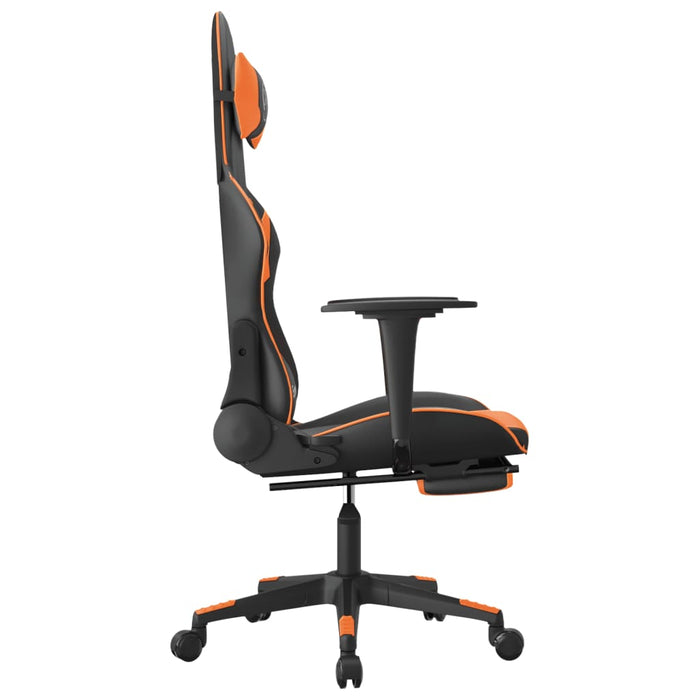Scaun de gaming cu suport picioare, negru/oranj, piele eco - WALTI WALTI