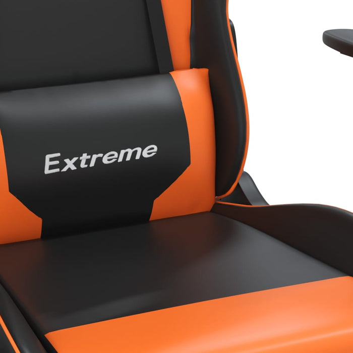 Scaun de gaming cu suport picioare, negru/oranj, piele eco - WALTI WALTI