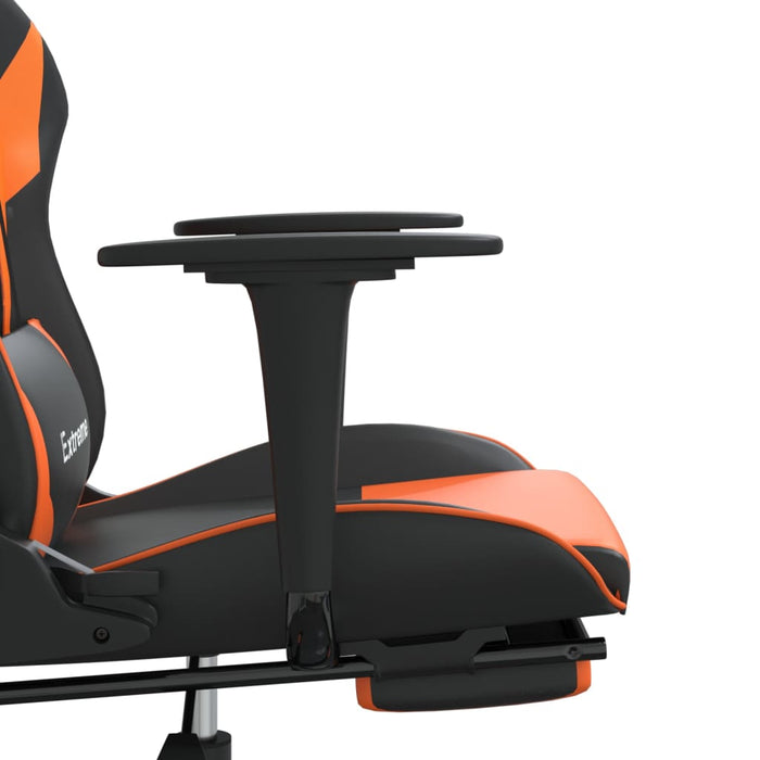 Scaun de gaming cu suport picioare, negru/oranj, piele eco - WALTI WALTI