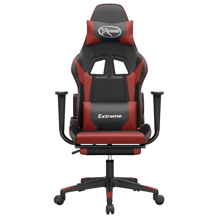 Scaun de gaming cu suport picioare, negru/roșu vin, piele eco - WALTI WALTI