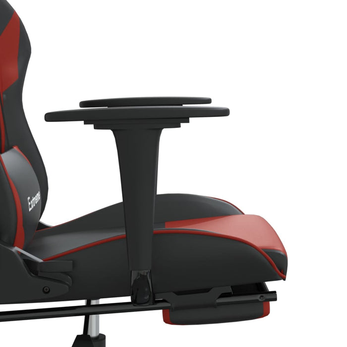 Scaun de gaming cu suport picioare, negru/roșu vin, piele eco - WALTI WALTI