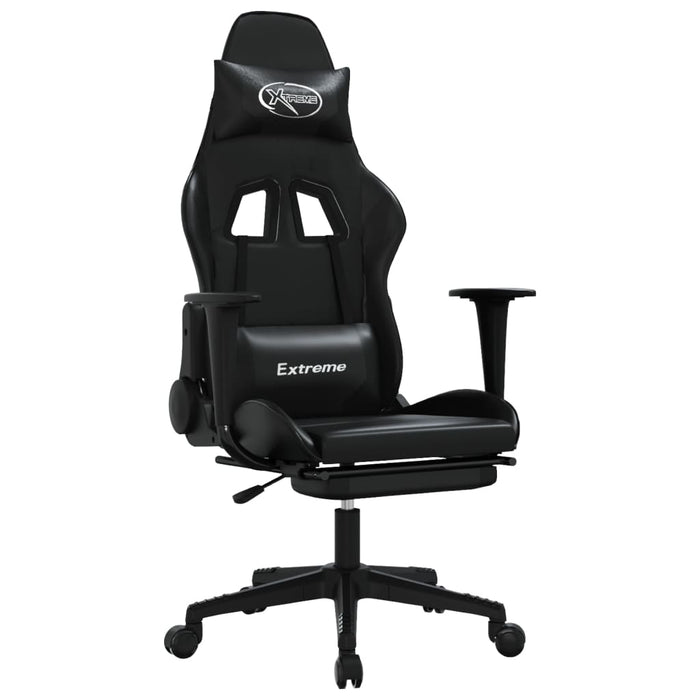 Scaun de gaming cu suport picioare, negru, piele ecologică - WALTI WALTI