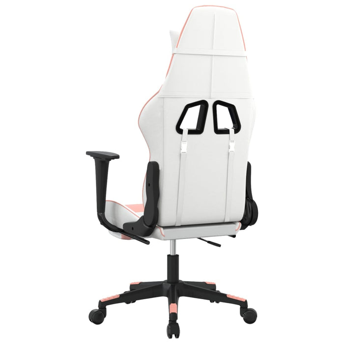 Scaun de gaming cu suport picioare, alb/roz, piele ecologică - WALTI WALTI