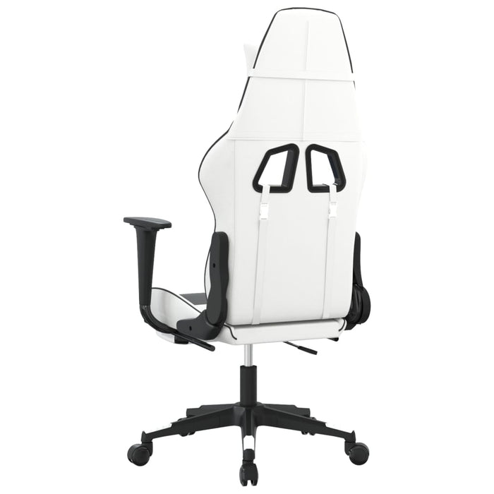 Scaun de gaming cu suport picioare, alb/negru, piele ecologică - WALTI WALTI