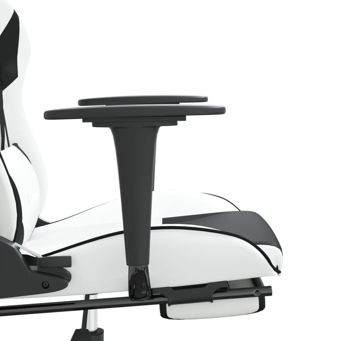 Scaun de gaming cu suport picioare, alb/negru, piele ecologică - WALTI WALTI