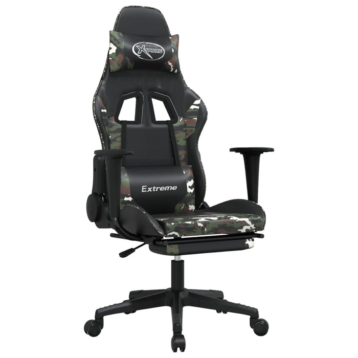 Scaun de gaming cu suport picioare, negru/camuflaj, piele eco - WALTI WALTI