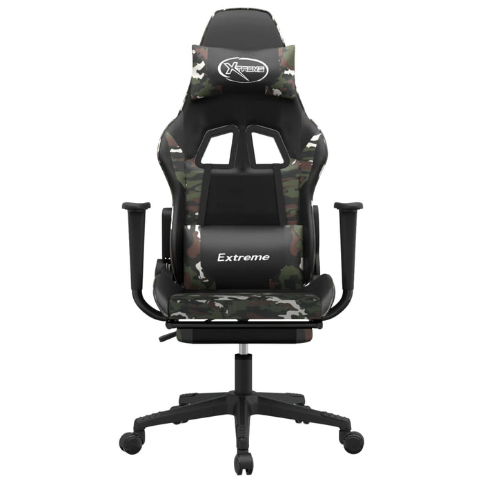 Scaun de gaming cu suport picioare, negru/camuflaj, piele eco - WALTI WALTI
