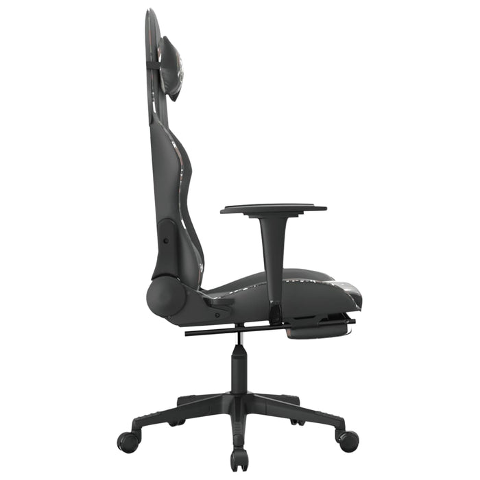 Scaun de gaming cu suport picioare, negru/camuflaj, piele eco - WALTI WALTI