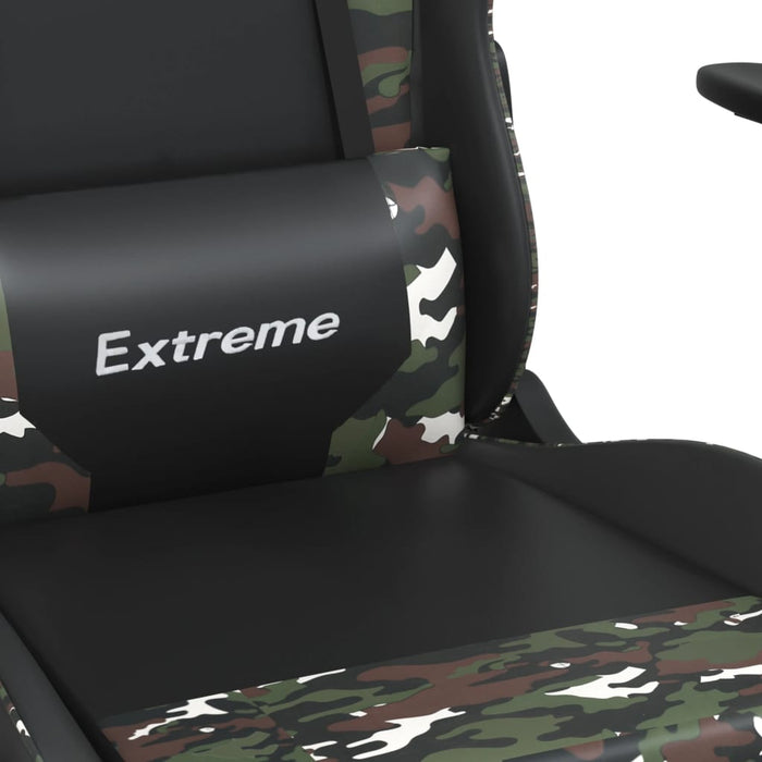 Scaun de gaming cu suport picioare, negru/camuflaj, piele eco - WALTI WALTI