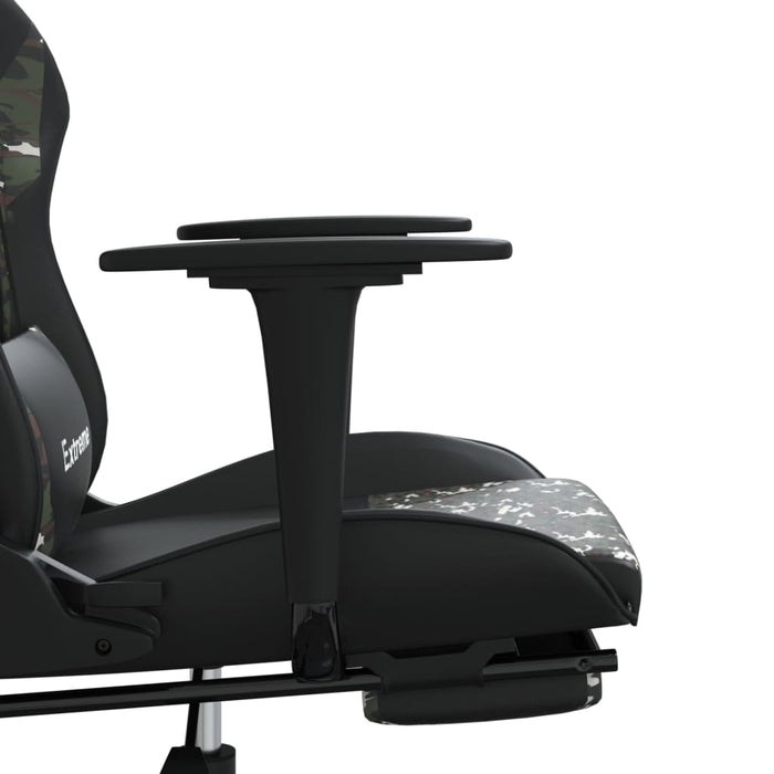 Scaun de gaming cu suport picioare, negru/camuflaj, piele eco - WALTI WALTI