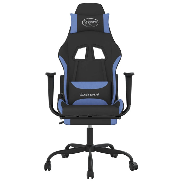 Scaun de gaming cu suport picioare, negru și albastru, textil - WALTI WALTI