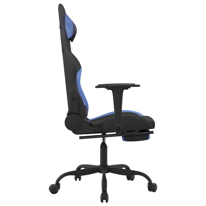 Scaun de gaming cu suport picioare, negru și albastru, textil - WALTI WALTI