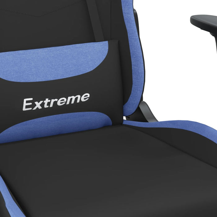 Scaun de gaming cu suport picioare, negru și albastru, textil - WALTI WALTI