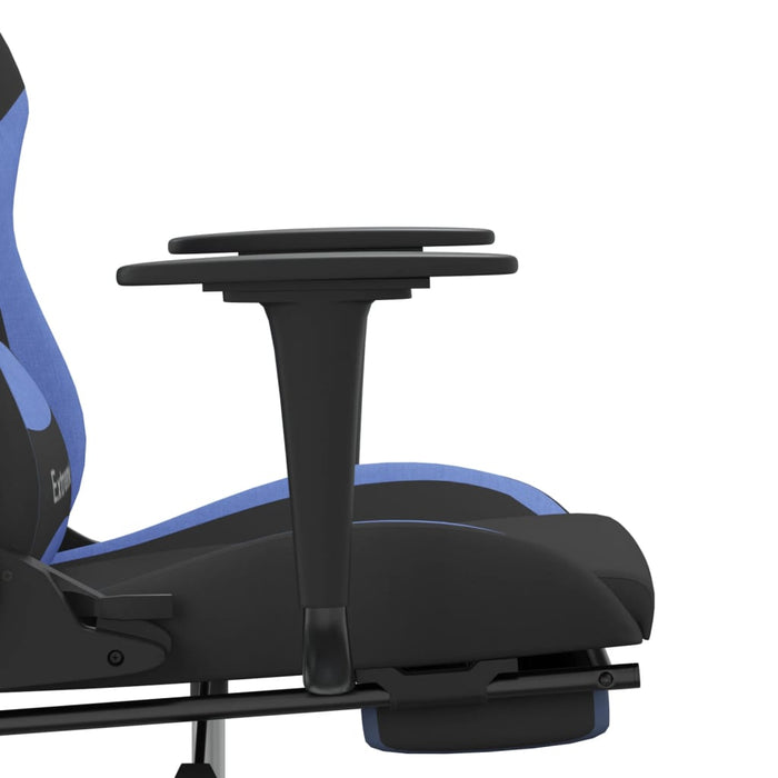 Scaun de gaming cu suport picioare, negru și albastru, textil - WALTI WALTI
