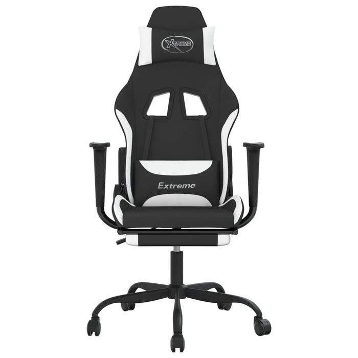 Scaun de gaming cu suport picioare, negru și alb, textil - WALTI WALTI