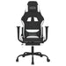 Scaun de gaming cu suport picioare, negru și alb, textil - WALTI WALTI