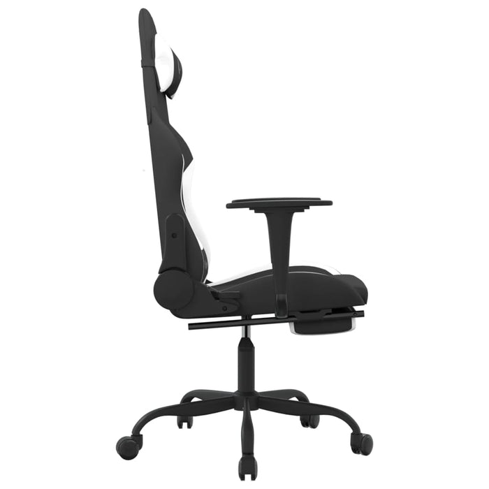 Scaun de gaming cu suport picioare, negru și alb, textil - WALTI WALTI