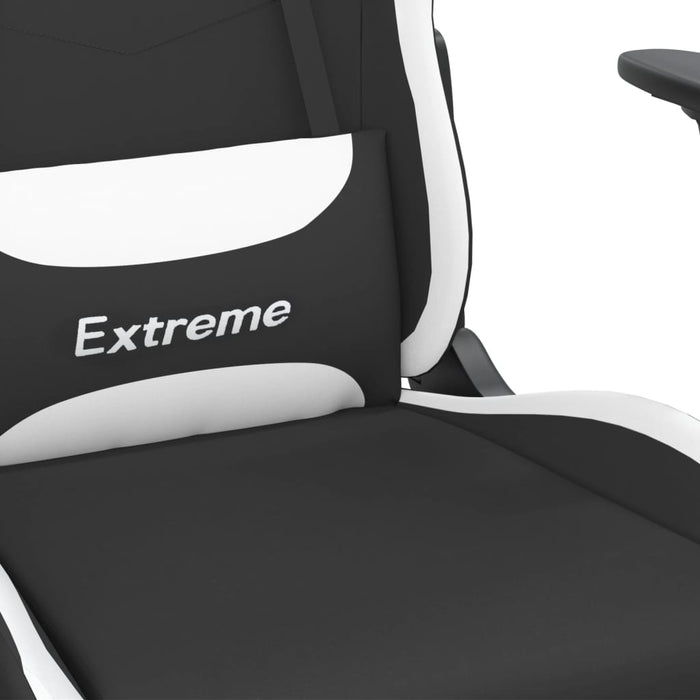 Scaun de gaming cu suport picioare, negru și alb, textil - WALTI WALTI
