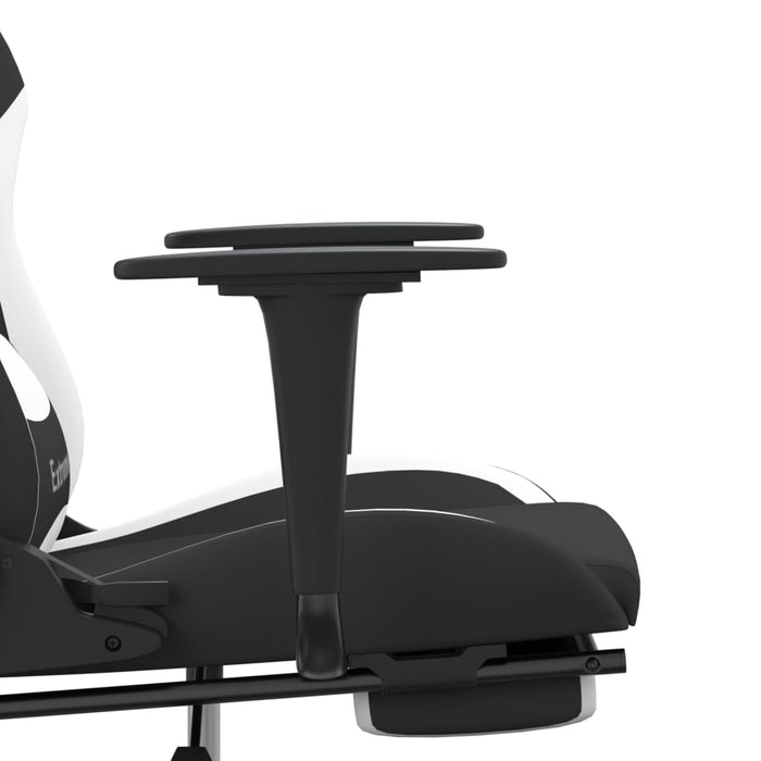 Scaun de gaming cu suport picioare, negru și alb, textil - WALTI WALTI