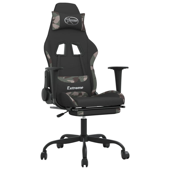Scaun de gaming cu suport picioare, negru și camuflaj, textil - WALTI WALTI