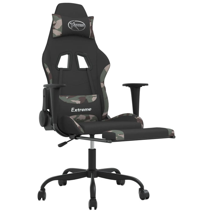 Scaun de gaming cu suport picioare, negru și camuflaj, textil - WALTI WALTI