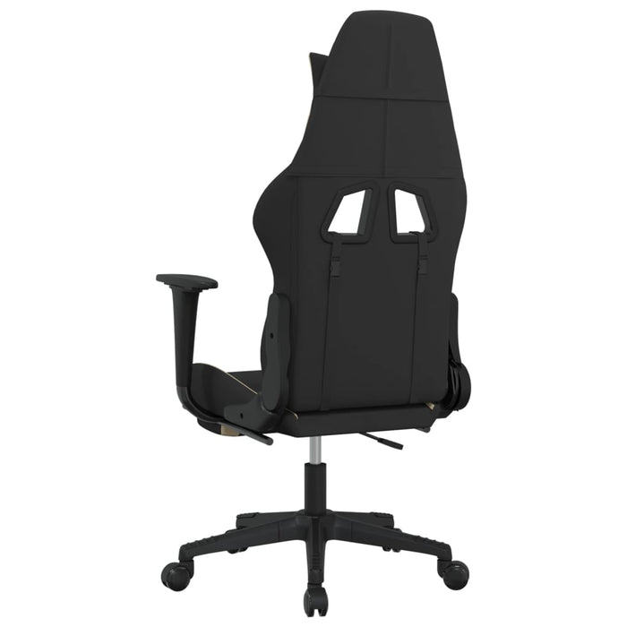 Scaun de gaming cu suport picioare, negru și crem, textil WALTI