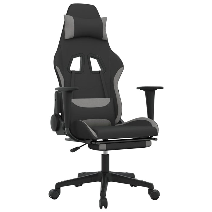 Scaun de gaming cu suport picioare, negru/gri deschis, textil - WALTI WALTI